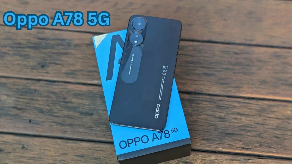 Oppo A78 5G budget smartphone with sleek design, large display, dual camera setup, and 5G connectivity for everyday performance