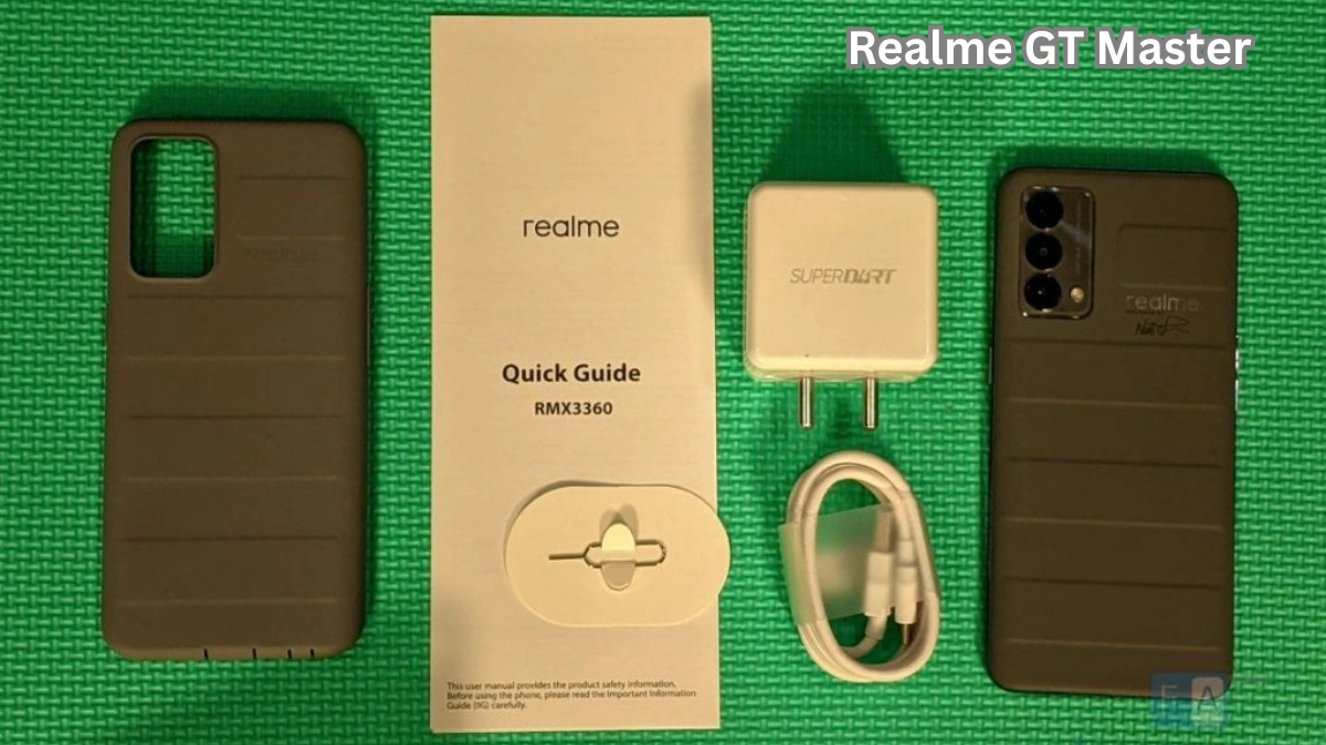 Realme GT Master unboxing showing box contents, smartphone design, and first hands-on look during initial setup