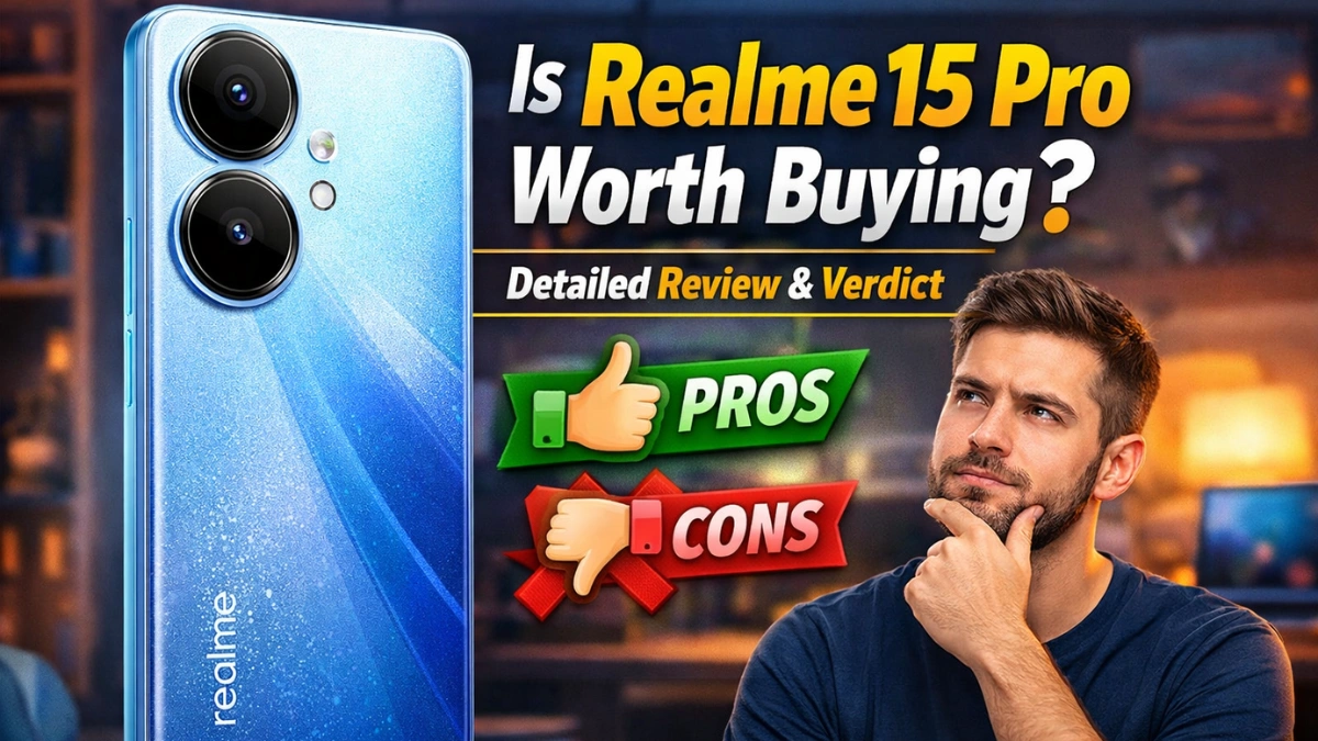 Realme 15 Pro smartphone showcasing its premium design, advanced camera setup, and high-performance features in a detailed review
