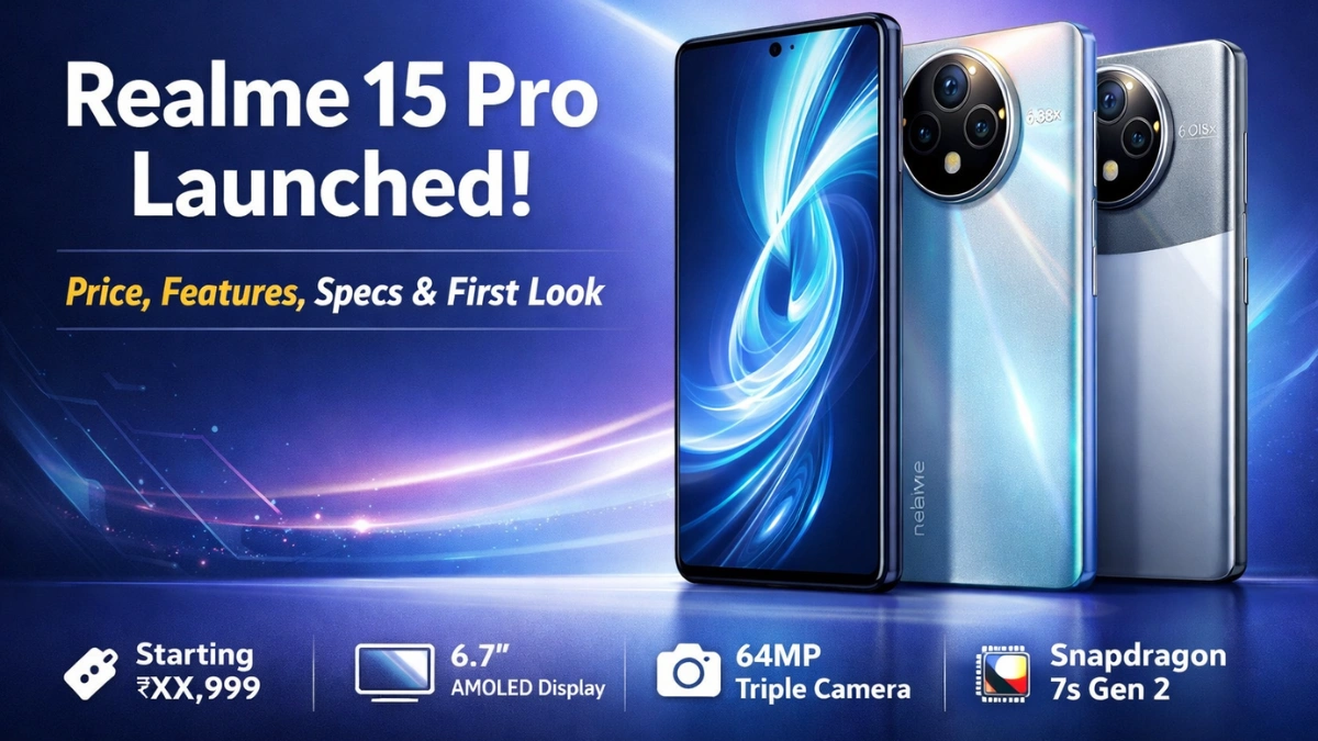 Realme 15 Pro smartphone showcasing premium design and advanced features at launch event