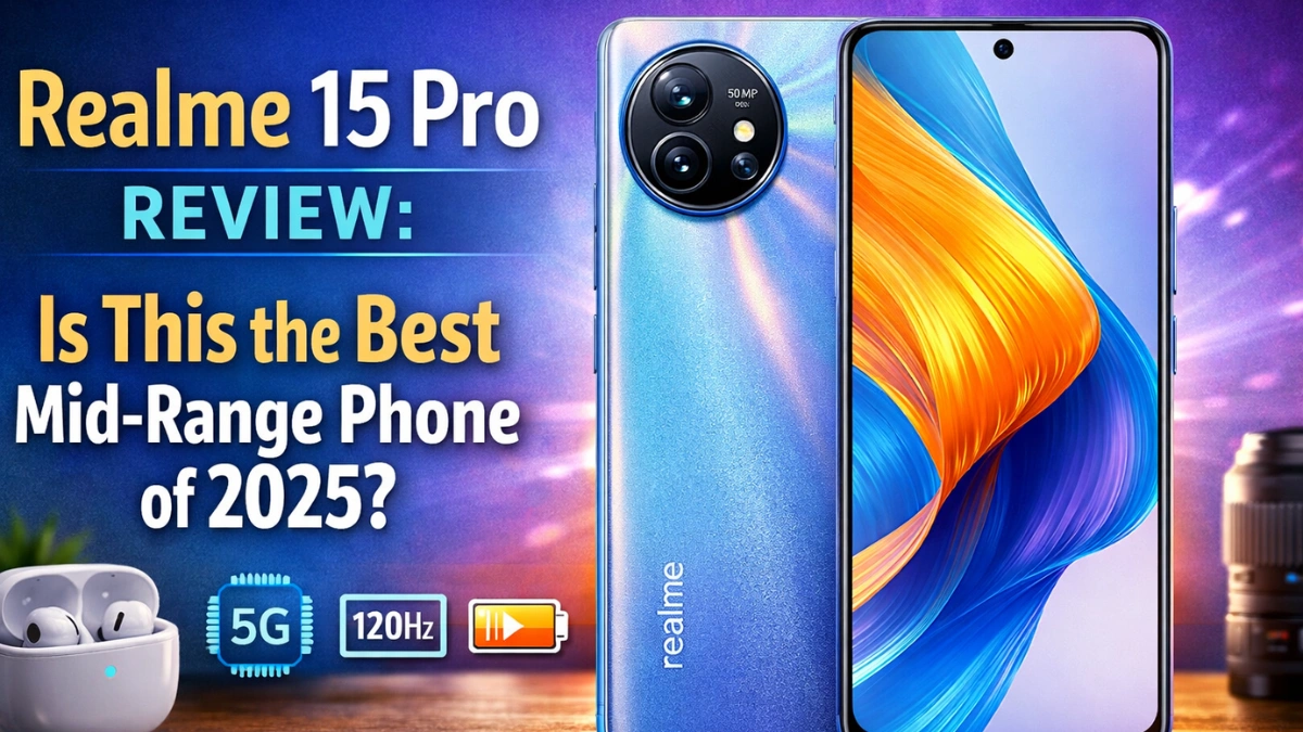 Realme 15 Pro smartphone front and back view showcasing its sleek design and display