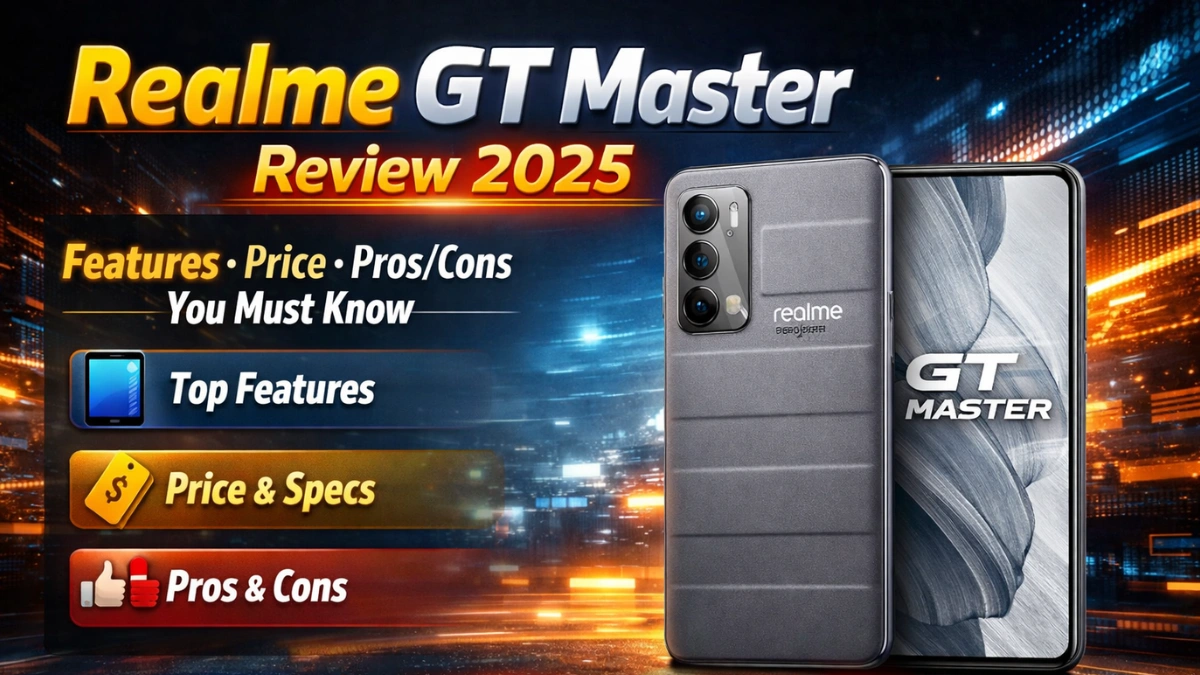 Realme GT Master smartphone front and back view with sleek design – 2025 review