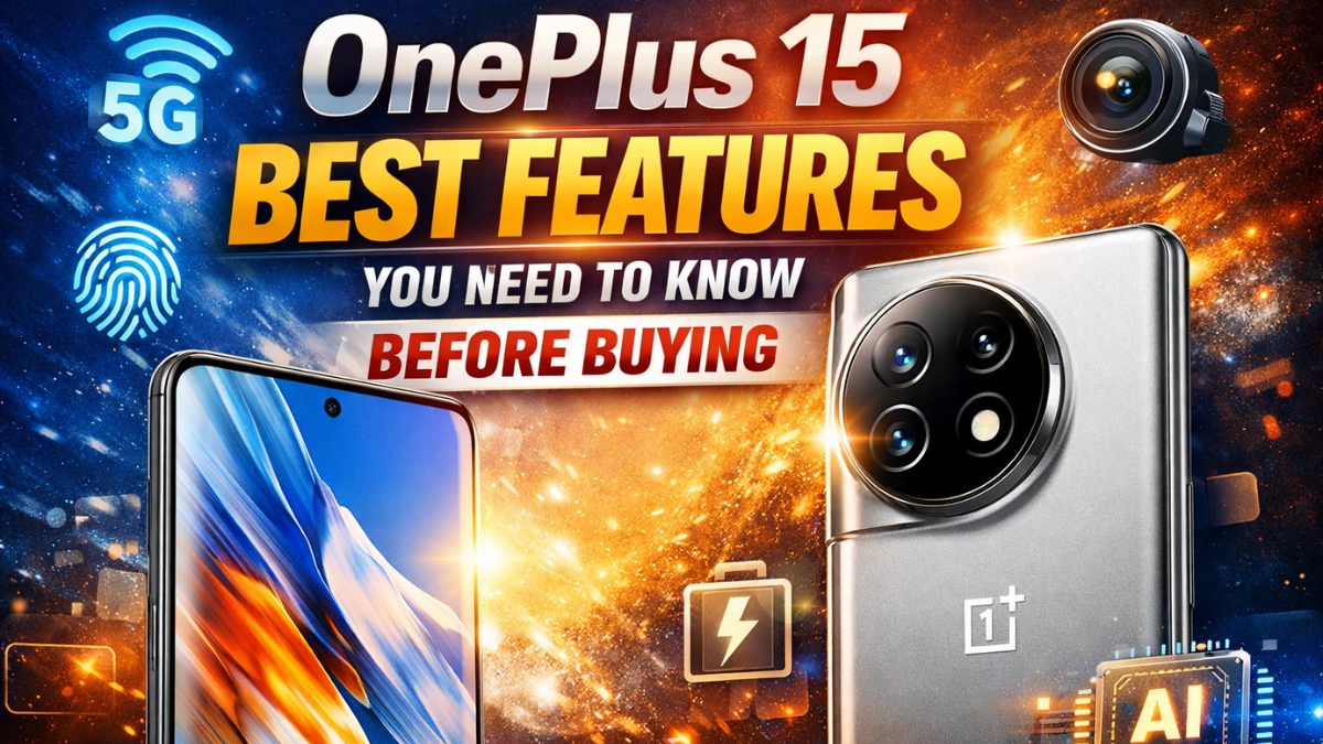 OnePlus 15 showcasing its best features including premium design, powerful performance, and advanced camera technology