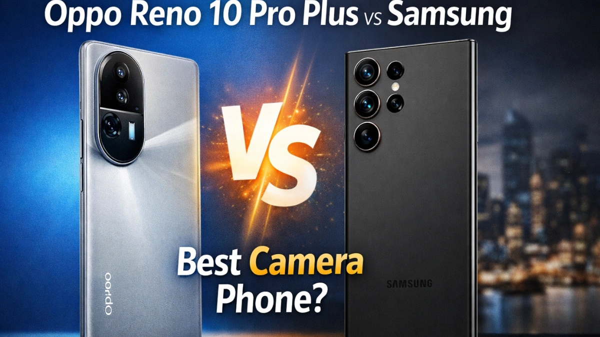 “Oppo Reno 10 Pro Plus 5G vs Samsung best camera phone comparison showing rear camera design and photography features”