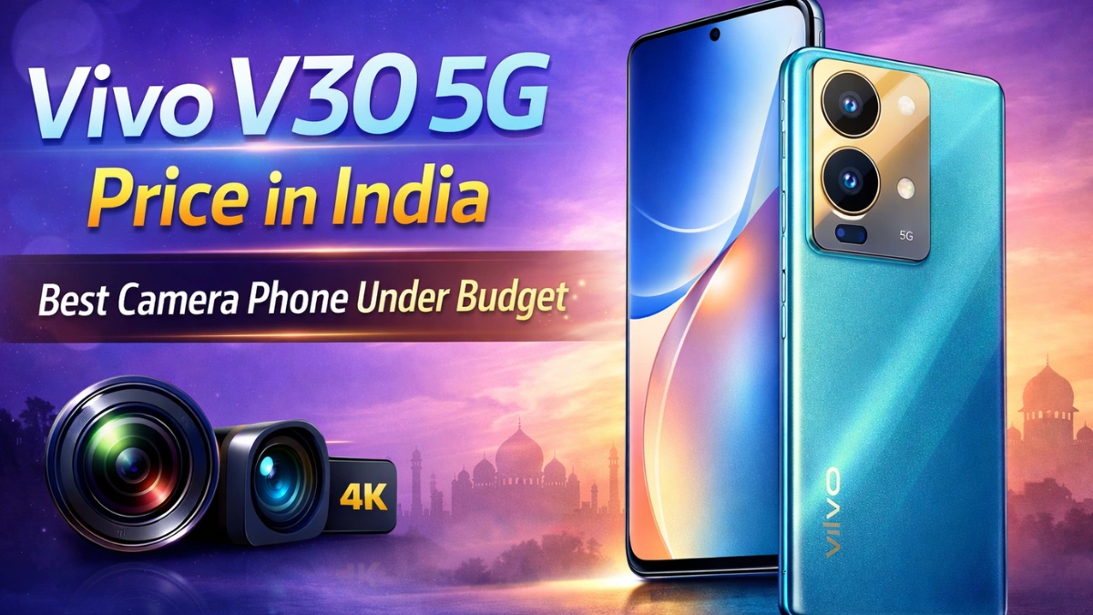 Vivo V30 5G smartphone showing premium design and dual camera setup, best camera phone under budget in India