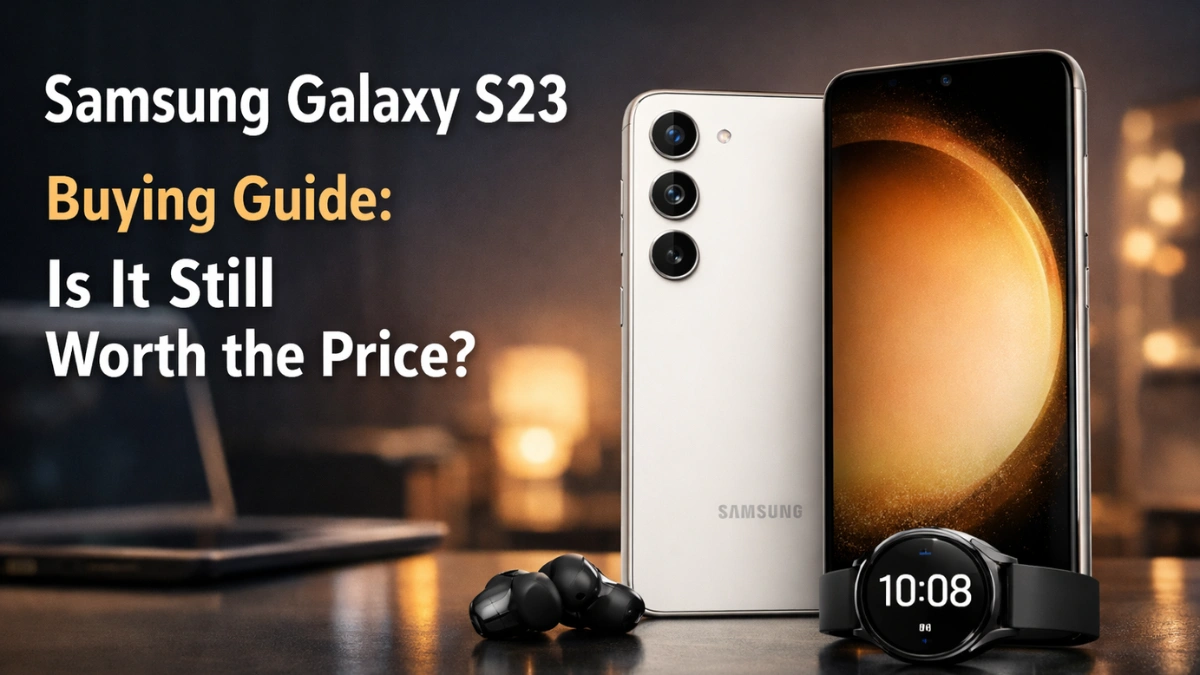 Samsung Galaxy S23 premium smartphone showcasing flagship design and camera performance