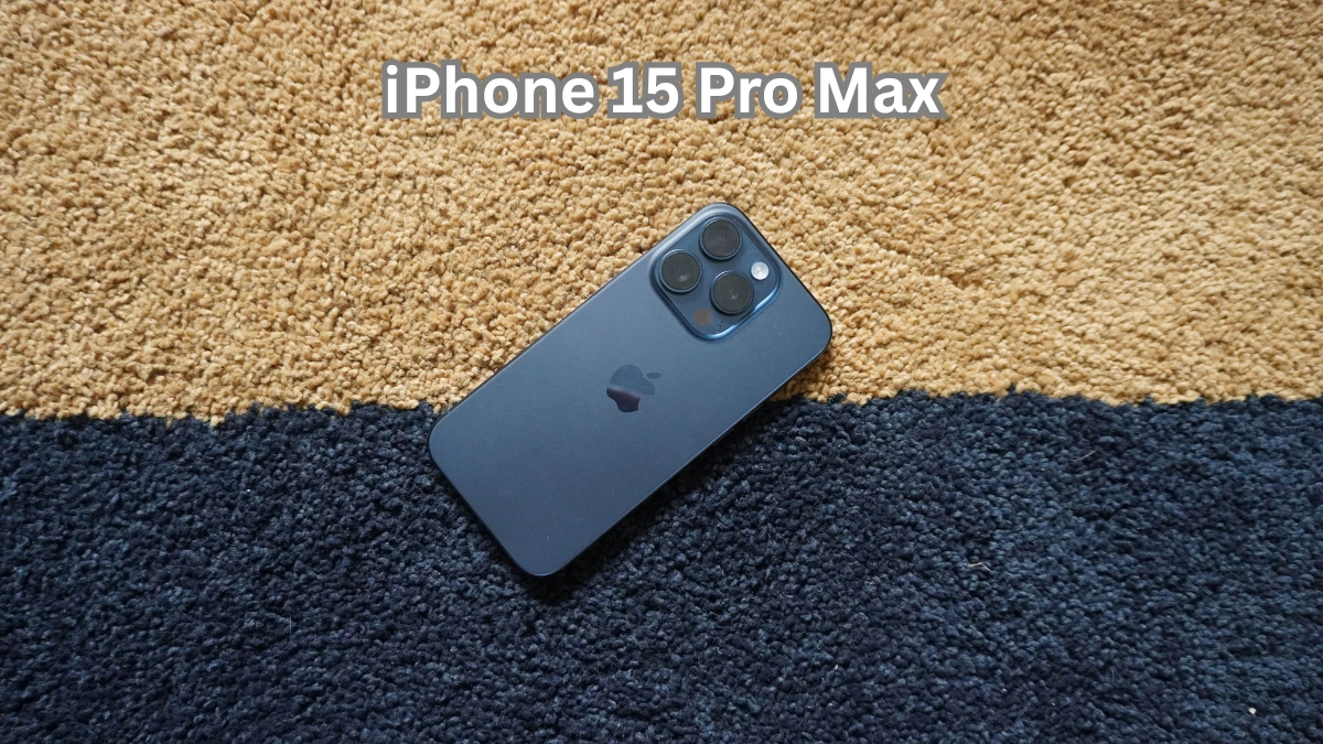 iPhone 15 Pro Max showcasing its premium titanium design and advanced camera system, highlighting key features in an in-depth iPhone 15 Pro Max review